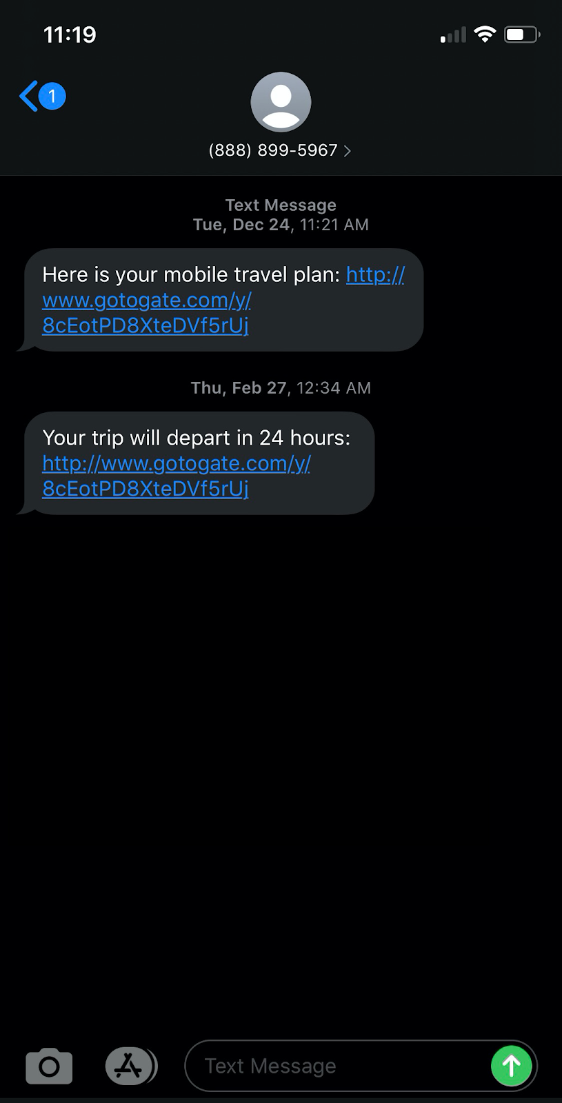 SMS Marketing Example Appointment reminders 
